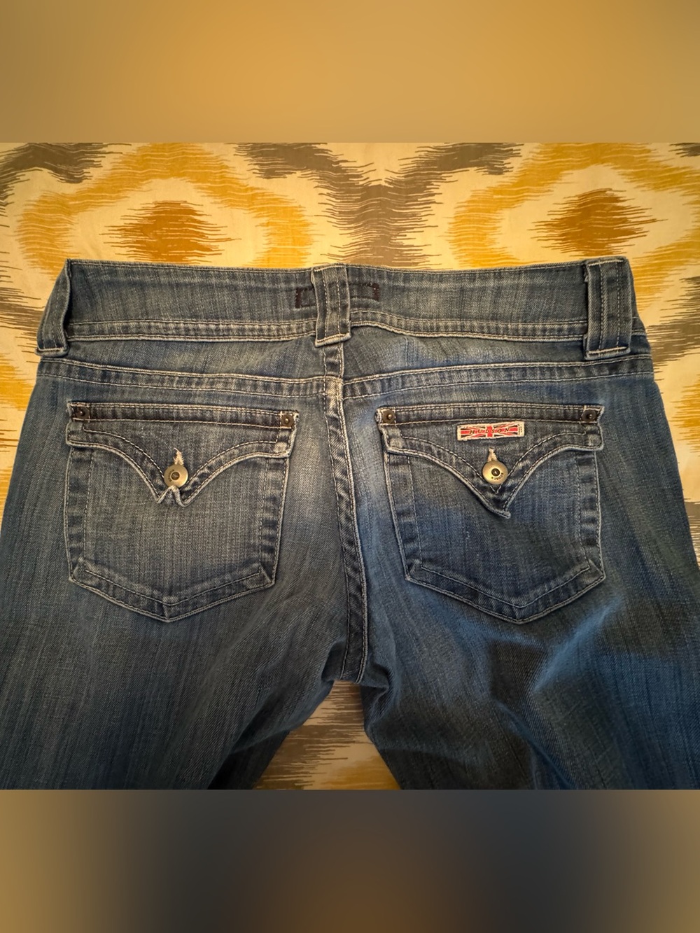 Hudson Low Rise Medium Blue Women’s Jeans with Button-Flap Back Pockets